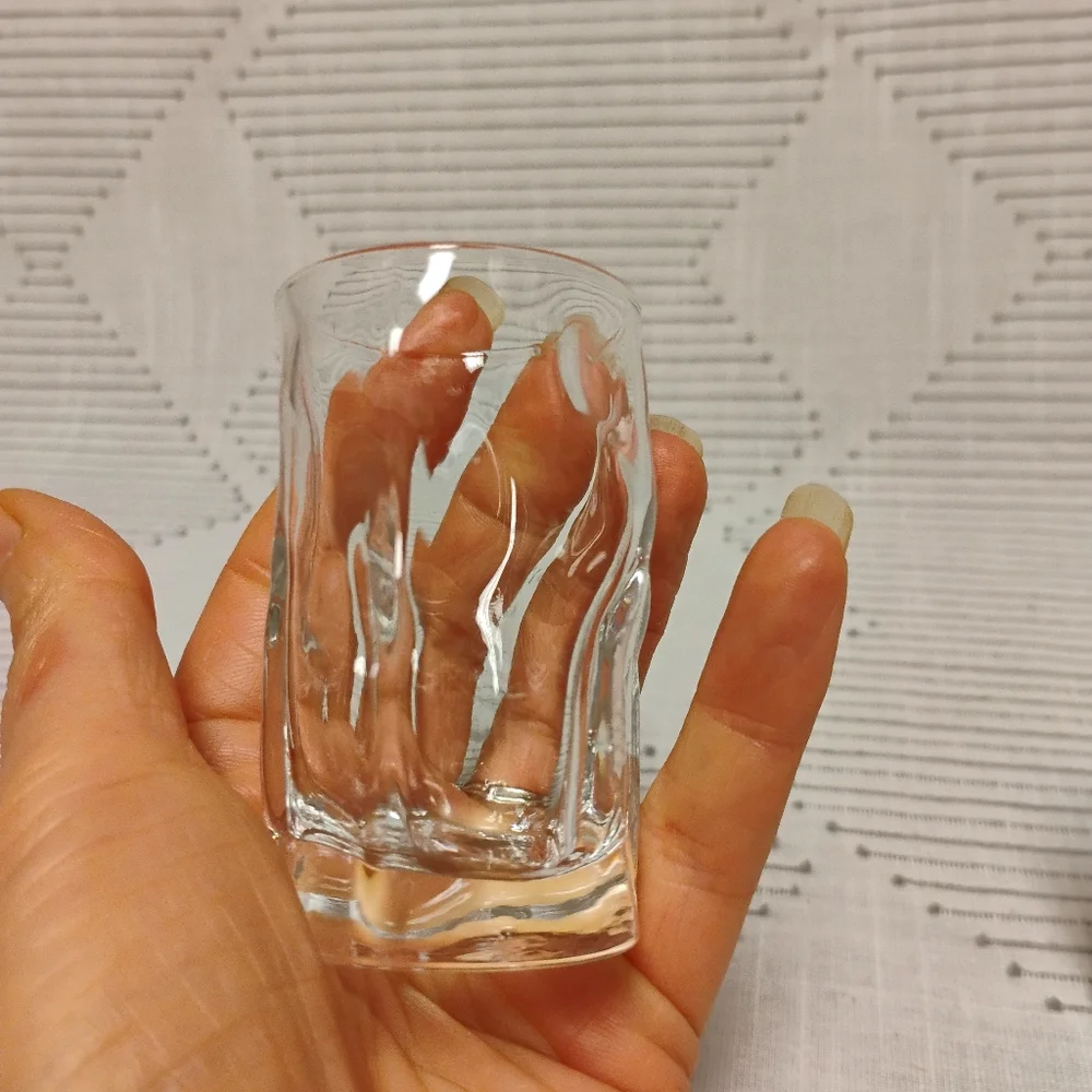 Clear Textured Glass Shot Glasses Pair Of 2